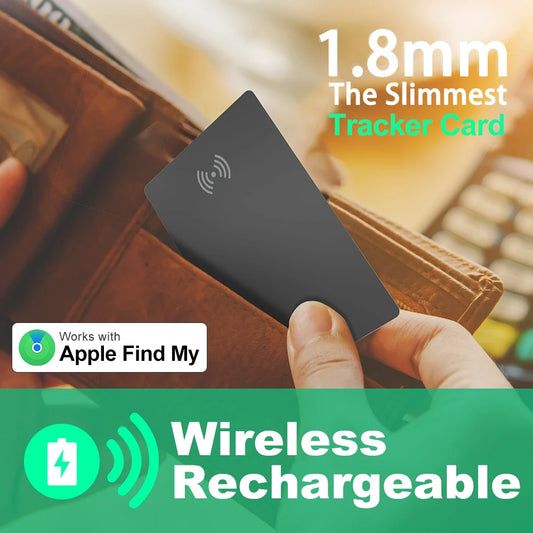 Carte Traceur GPS Ultra-Fine – Recharge Sans Fil, Étanche, Compatible Apple Find My (iOS)