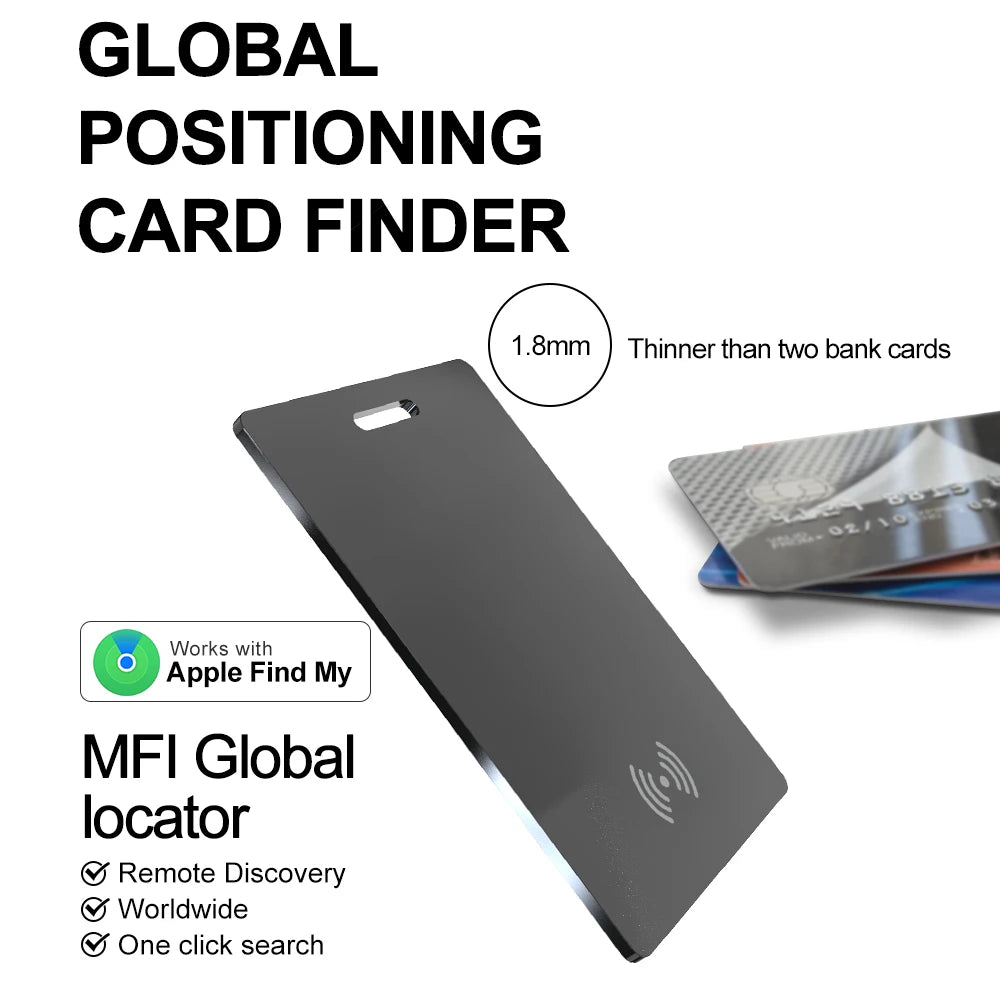 Carte Traceur GPS Ultra-Fine – Recharge Sans Fil, Étanche, Compatible Apple Find My (iOS)